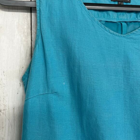 Street One Linen Blue Sleeveless Lined Pockets Knee Length Summer Dress 10 - Picture 4 of 15